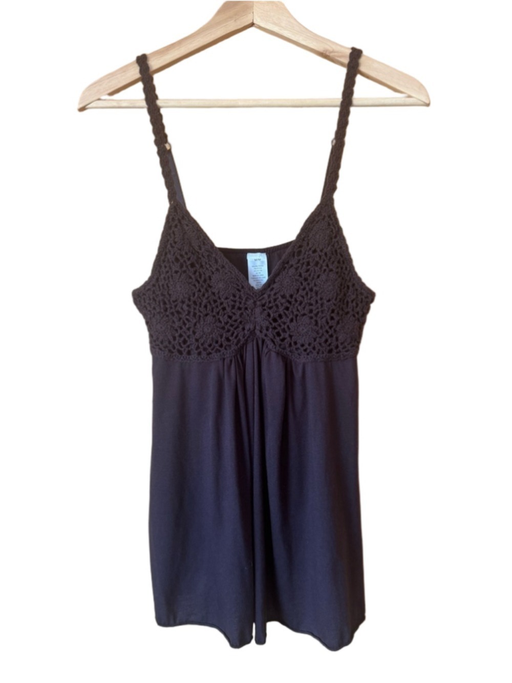 Vintage Crochet Bodice Brown Flowy Boho Cami size medium